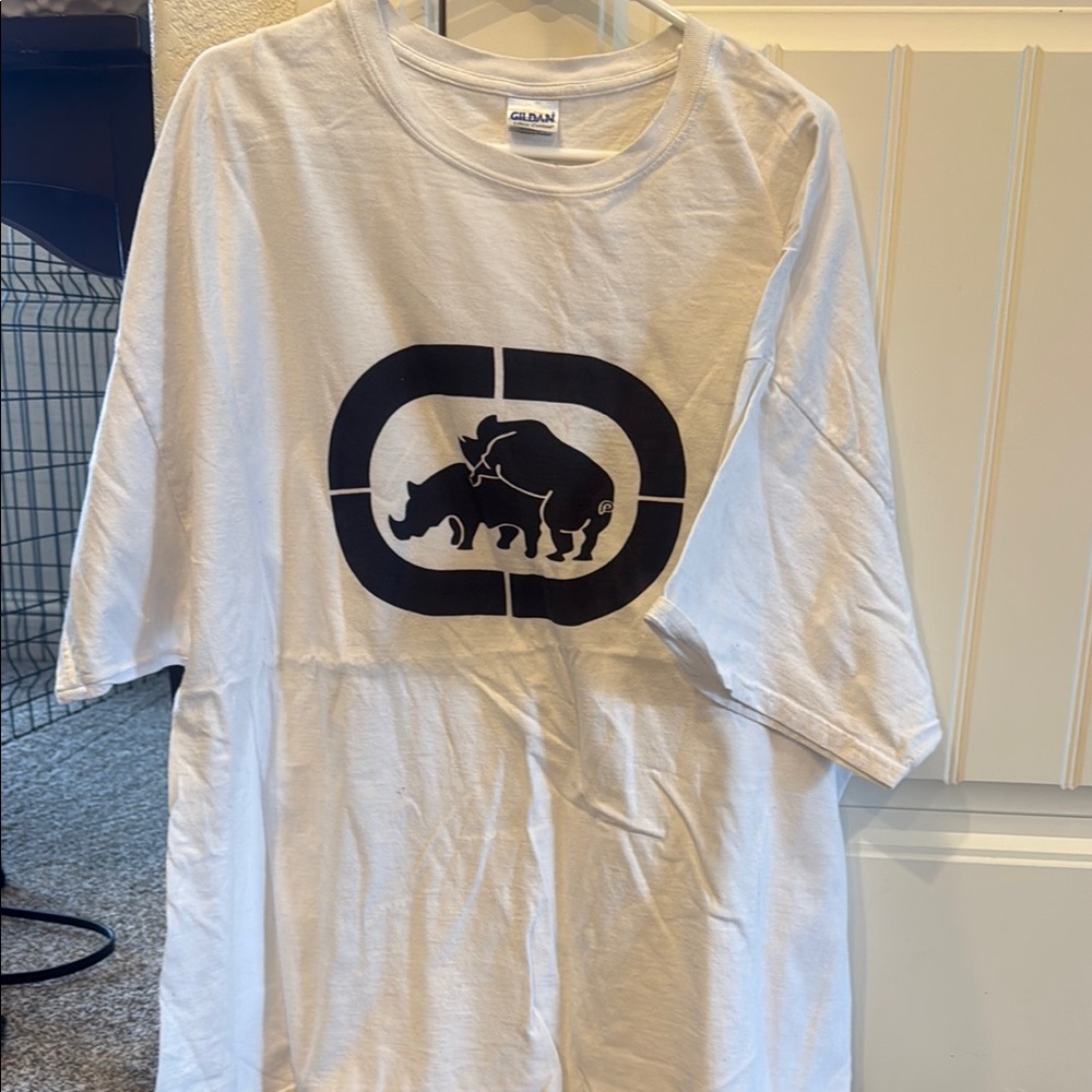 Gildan White Short Sleeve Tee with Black Graphic
